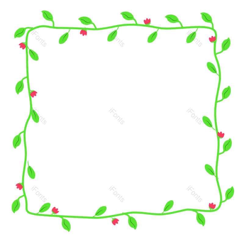 边框图片,花朵元素,小清新框PNG,绿色框免抠素材
