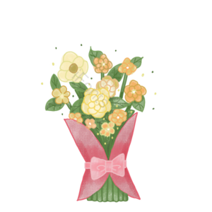 粉色 清新 日系 插画 可爱 花束 女神节