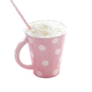 粉色 波点 花纹 杯把 杯子 吸管