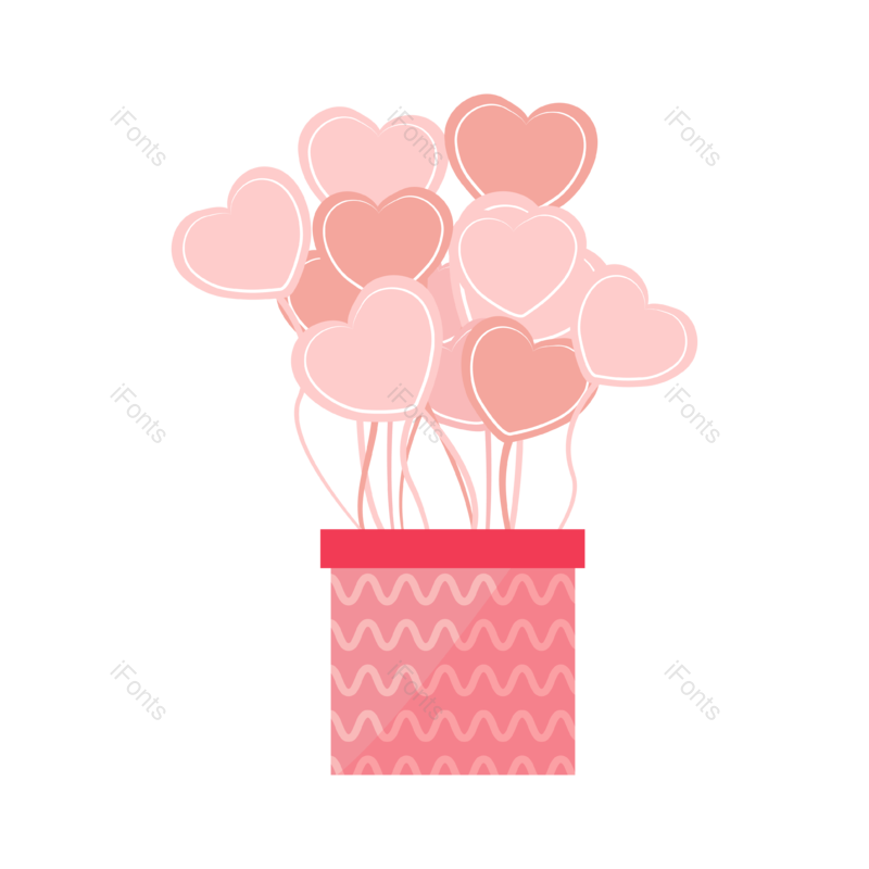 七夕图片,花盆元素,爱心PNG,手绘免抠素材
