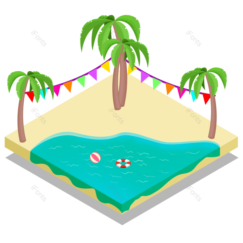 简约图片,海边元素,海滩PNG,庆祝免抠素材