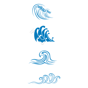 蓝色 海浪 浪花 动感矢量 高清中国风 日系古典 免抠 国潮