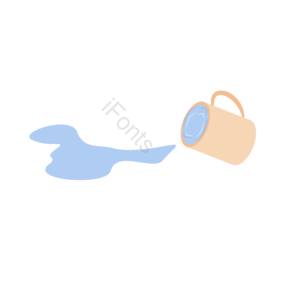 手绘 地震 水杯倒了 水杯流出水来 地震元素设计 水杯