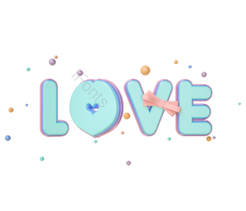 简约 可爱 情人节 爱心 lov e英文 字体