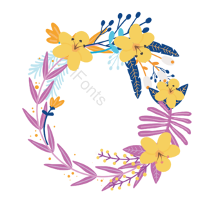 母亲节 温馨 黄色 花卉 边框 浅紫色