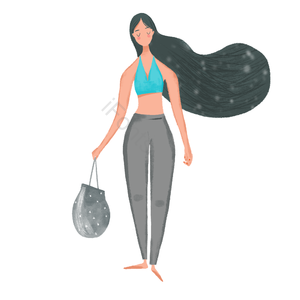 女孩 公主 插画 扁平风  psd PNG