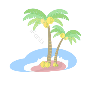 蓝色 沙滩 水果 果汁 椰树 热带 浪花 树