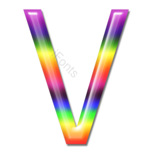 立体 炫彩 字母 彩虹字体 艺术字体 V