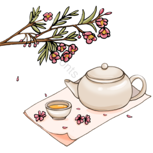 手绘 卡通 花瓣 花朵 花 茶壶 茶杯 茶
