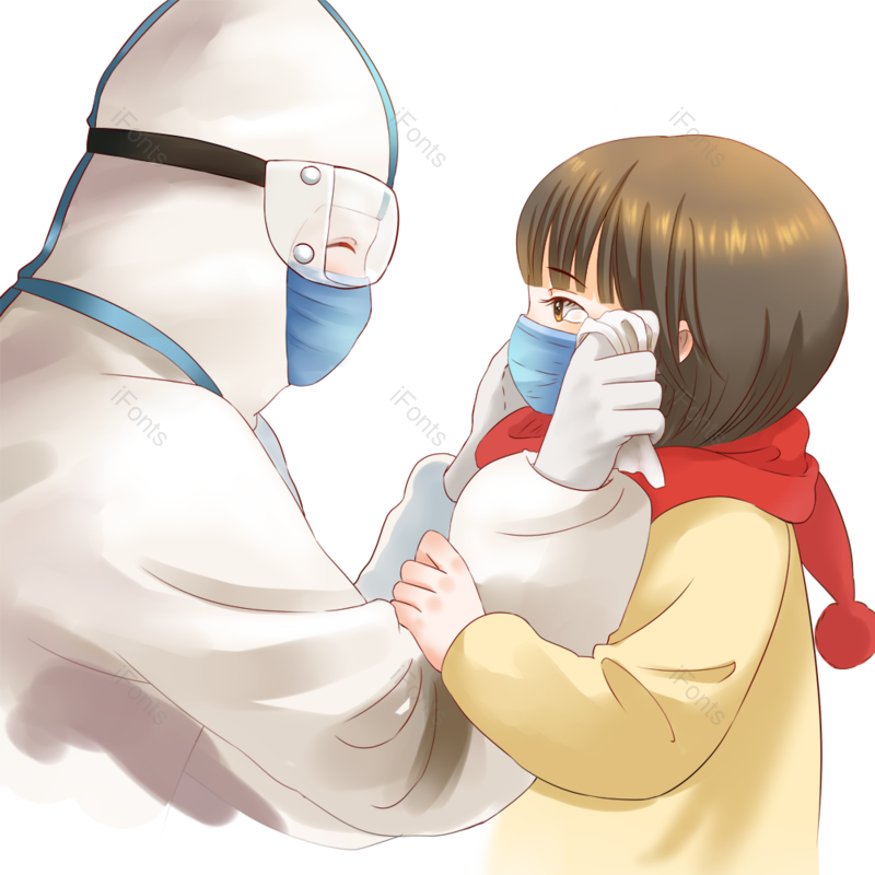 护士图片,小女孩元素,戴口罩PNG,医生免抠素材