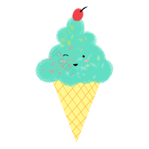冰淇淋 甜 暖色 插画 psd png