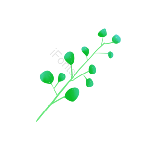 清新 手绘风 绿色 椭圆 可爱 树叶