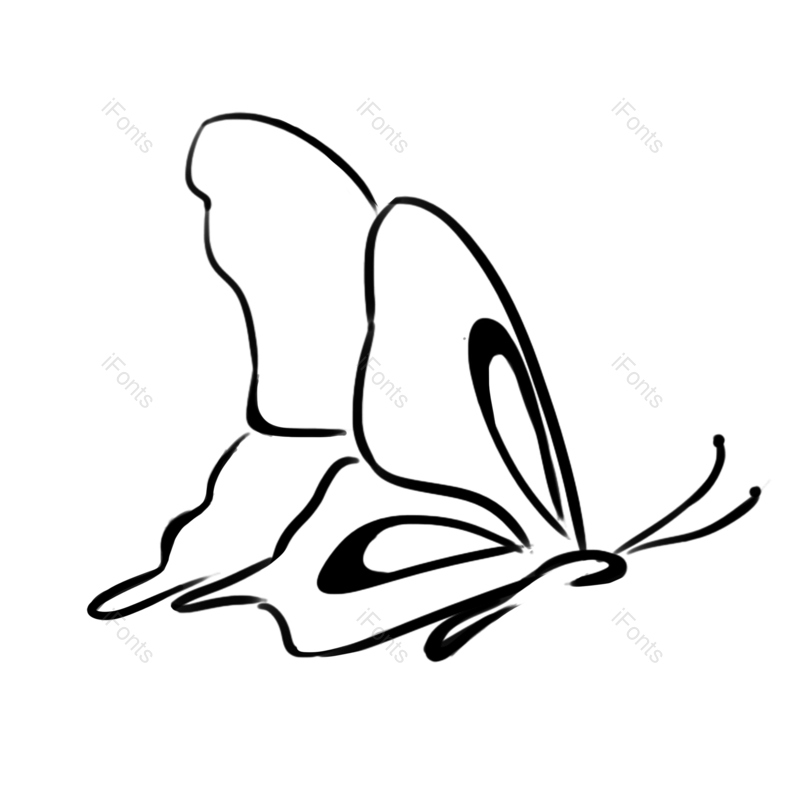 线条图片,卡通元素,黑白PNG,蝴蝶免抠素材