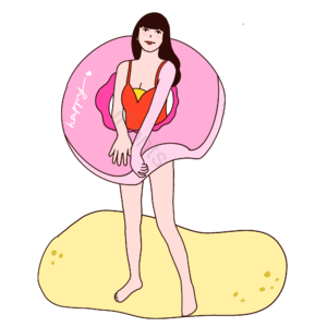 泳装 泳衣 卡通人物 沙滩 海滩 游泳 玩水 女孩