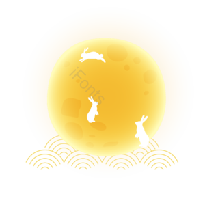 节日 中秋 月亮 玉兔 金黄色月亮中秋 中秋大促 中秋促销 中秋团圆