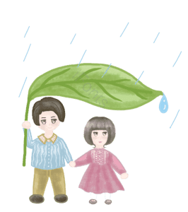 清明节 下雨 手绘 卡通 清新 素材 谷雨 节气