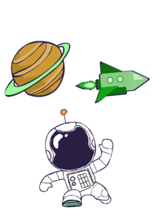 扁平化 卡通 科技 宇航员 星球 火箭