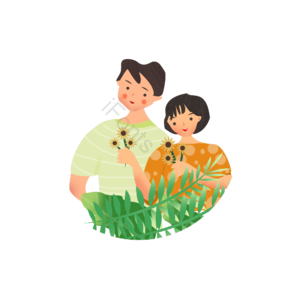 七夕 植物 可爱 情侣 插画元素 七夕节元素 约会 爱情