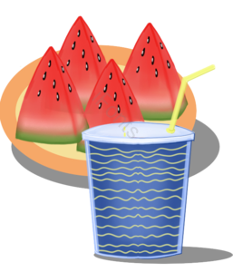手绘 夏日 西瓜 水果 饮料 小清新