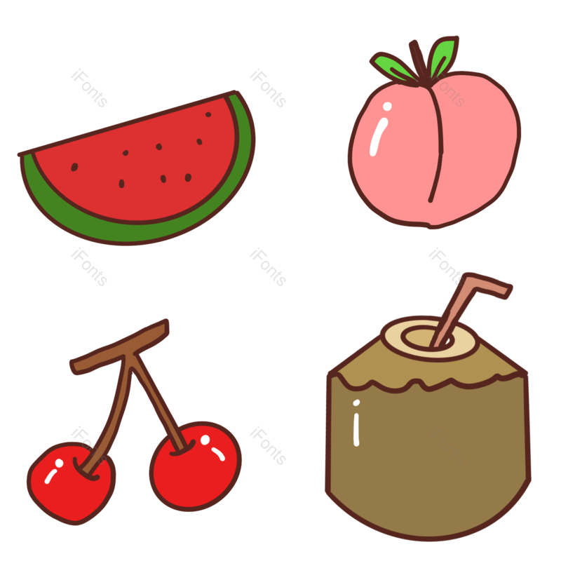 西瓜图片,水果元素,美食PNG,椰子免抠素材