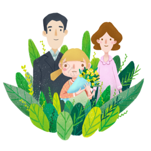 清明节 清明 一家人 少女 捧花 祭奠