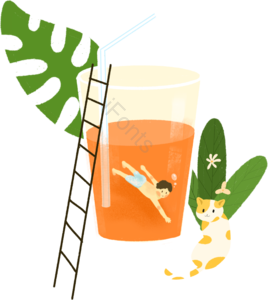 夏日  游泳   男孩  植物