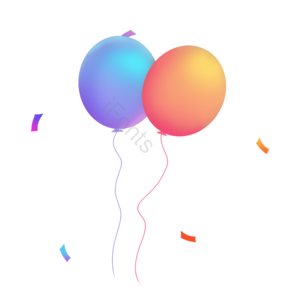 气球 暖色 节日 psd  png 插画 生日