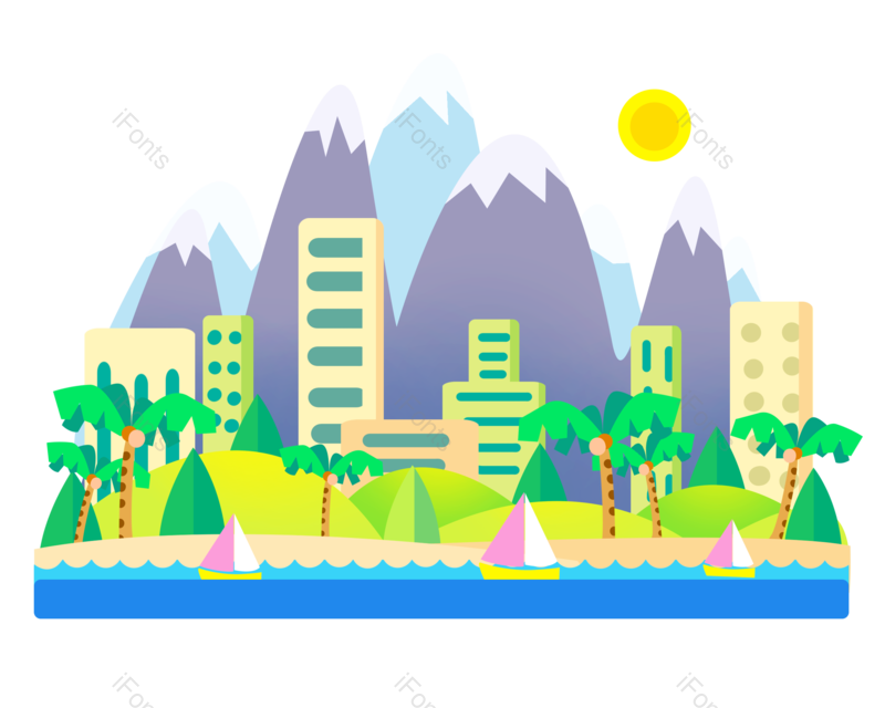 海边图片,山水元素,旅行PNG,城市免抠素材