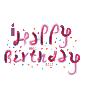 涂鸦风格  happy birthday  蜡烛  彩带