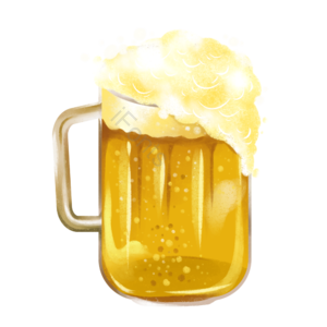 夏至 透明 玻璃杯 啤酒 饮料 解暑 解忧 元素