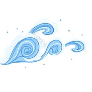 浪花 凉爽 蓝色 手绘 卡通 水