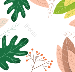 绿植 绿叶 植物 树叶 果实 手绘插画 春季