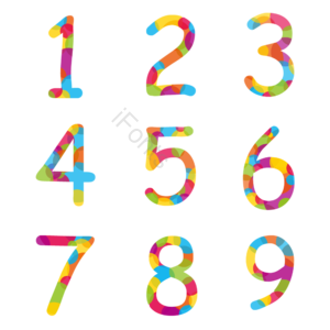数字 123456789 可爱 气泡 波点 色彩 数字1~9