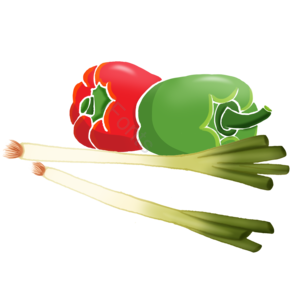 手绘 卡通 蔬菜 配菜 大葱 菜椒 圆椒 食物