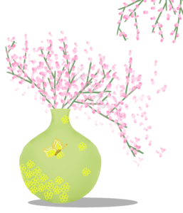 插画 花瓶 小清新 粉绿色 可爱 手绘 装饰