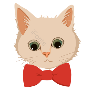 猫 领结 动物  装饰 元素 卡通 手绘