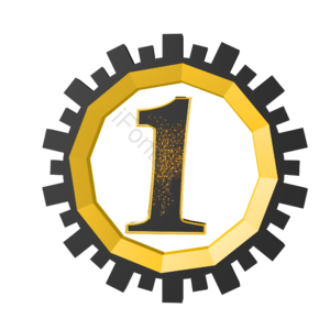数字 齿轮 黑金 倒计时 数字1 黑色齿轮 C4D 3d立体插画