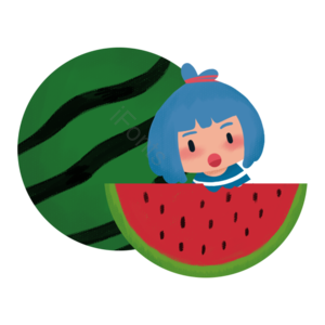 小女孩 二十四节气 可爱 卡通 清新 西瓜