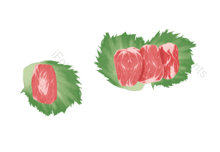 五花肉 肉 生菜 蔬菜 手绘 插画食物 png免抠素材 食材