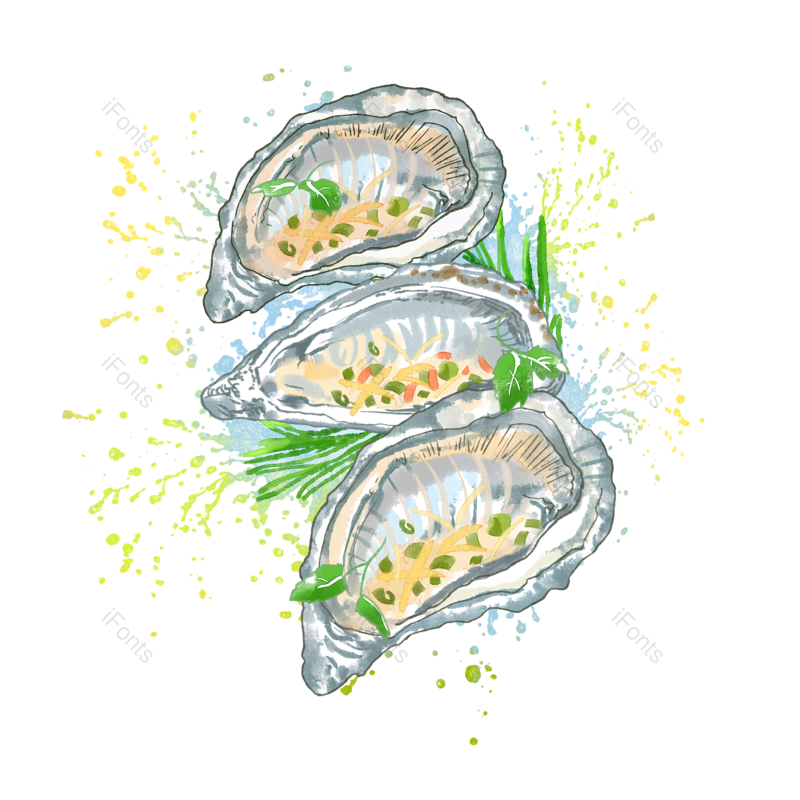 水彩图片,美食元素,新鲜PNG,海鲜免抠素材