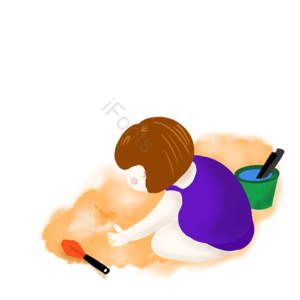 玩沙 小女孩 天猫游泳节 场景 手绘 插图