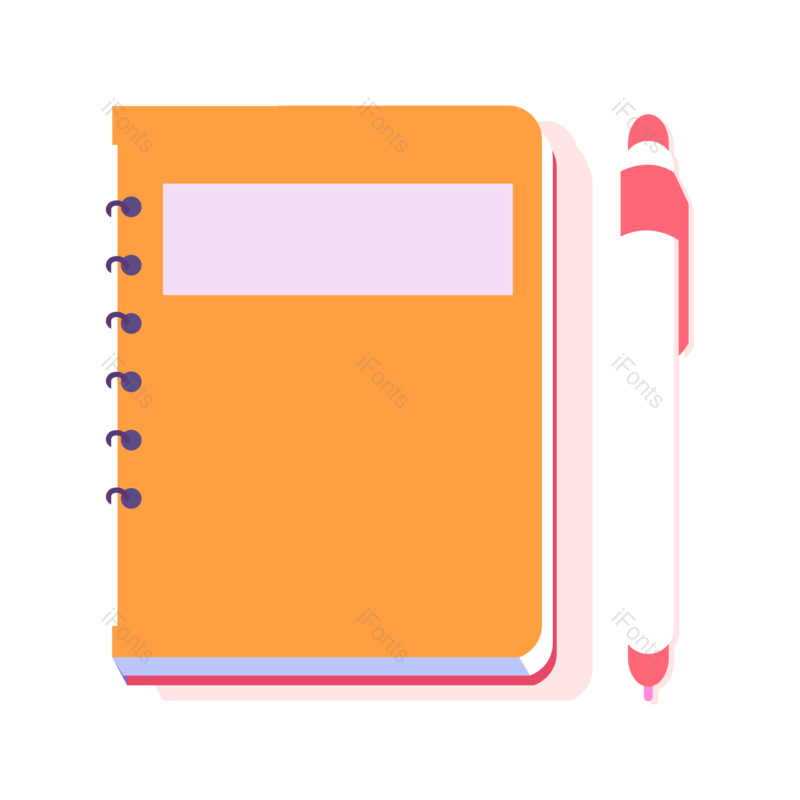 学习图片,橘黄色元素,办公用品PNG,文具免抠素材