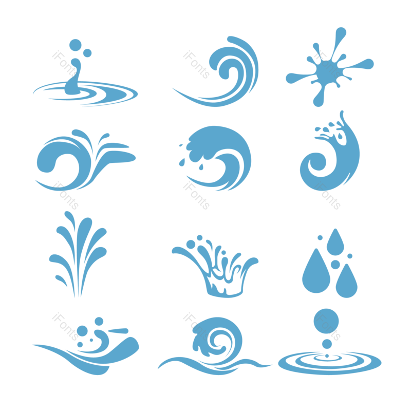 装饰图片,元素元素,水花PNG,蓝色免抠素材