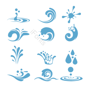 蓝色 装饰 元素 水花 浪花 水滴 水滴矢量图
