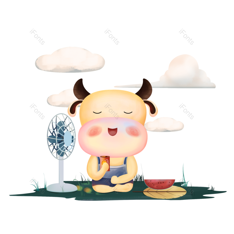 西瓜图片,卡通牛元素,夏天PNG,免抠素材