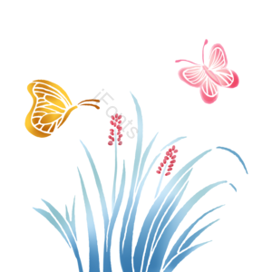 手绘 卡通 花草 蝴蝶 植物 动物 花蝴蝶 春季