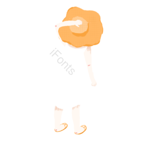 大暑 戴帽子 女孩 背影 手绘 插图