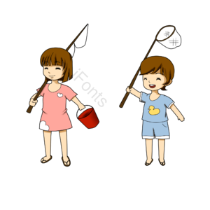 暑假 玩耍 钓鱼 抓虫 男孩 女孩