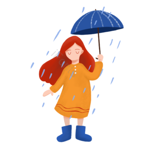 卡通人物 可爱 谷雨 雨伞 清新 雨季 节气 少女