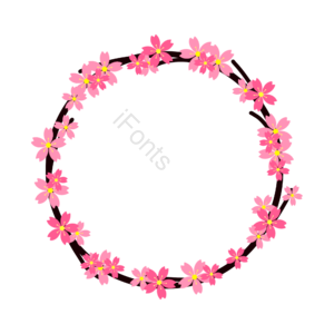 樱花 花环 边框 简约 卡通 手绘 鲜花环 花边框